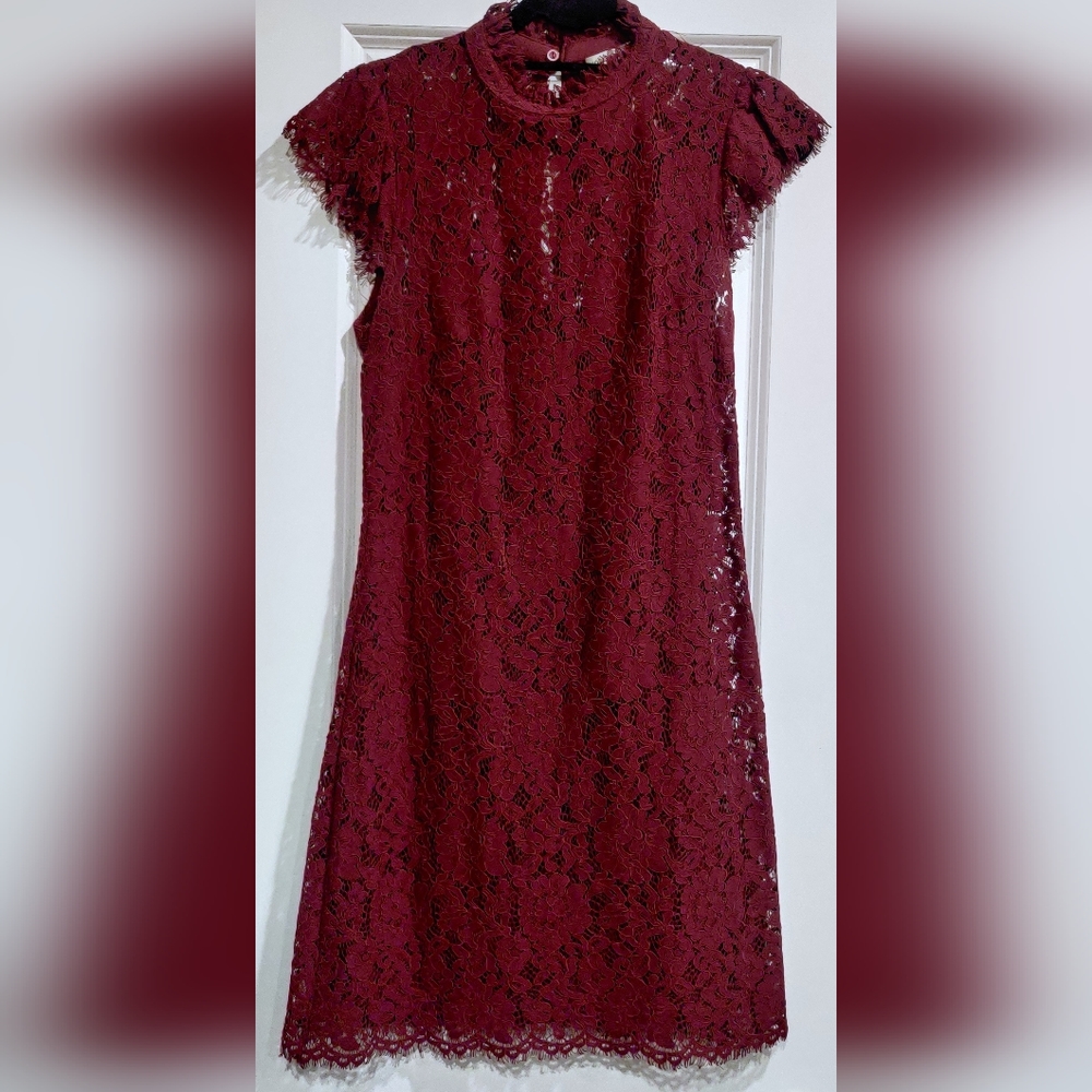 Molly Bracken Premium Maroon Lace Sheath Dress